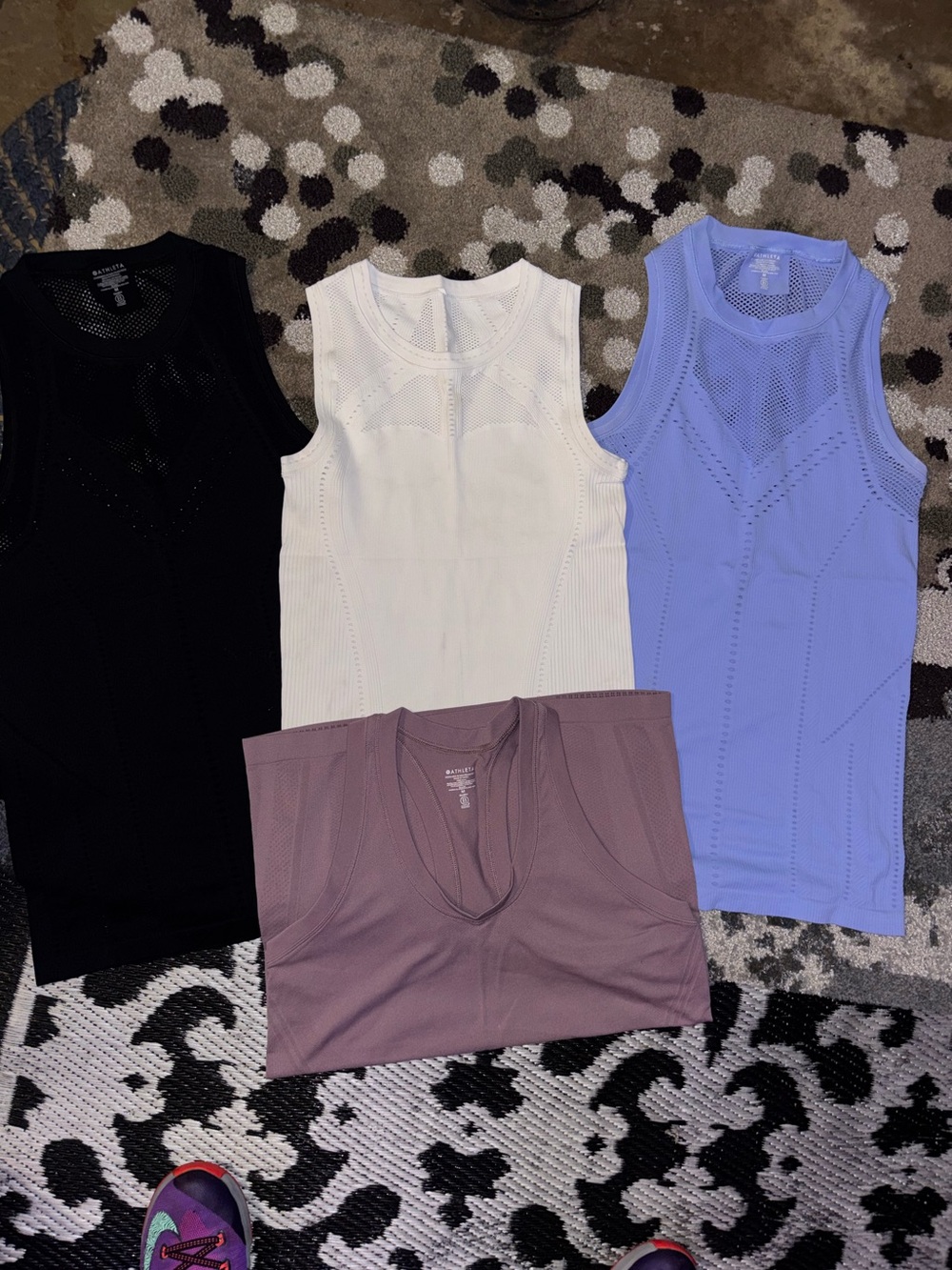 Athleta Seamless Racerback 4pack Tank. Black, Lavender, Mauve,white. All new